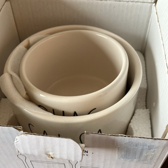 Rae Dunn: Artisan Guac & Salsa Bowl Set- 2 Bamboo Spoons - Picture 16 of 16